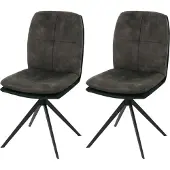 MCW 2er-Set Esszimmerstuhl MCW-M68, Küchenstuhl Lehnstuhl, drehbar Auto-Position, Metall Stoff/Textil grün