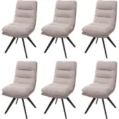 Mendler 6er-Set Esszimmerstuhl MCW-G66, Küchenstuhl Stuhl, drehbar Auto-Position Stoff MVG creme