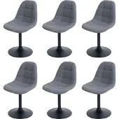 Mendler 6er-Set Esszimmerstuhl MCW-A60, Küchenstuhl Stuhl Drehstuhl, Stahl MVG Stoff/Textil Bouclé (450g/m²) dunkelgrau