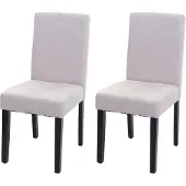Mendler 2er-Set Esszimmerstuhl Stuhl Küchenstuhl Littau Textil, creme-beige, dunkle Beine