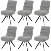 MCW 6er-Set Esszimmerstuhl MCW-G66, Küchenstuhl, drehbar Auto-Position Stoff/Textil Bouclé MVG hellgrau