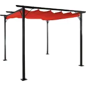 Mendler Pergola MCW-C42, Garten Pavillon, stabiles 6cm-Gestell + Schiebedach 3x3m terracotta