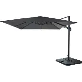 Mendler Gastronomie-Ampelschirm MCW-A96, 3x3m (Ø4,24m) schwenkbar, Polyester Alu/Stahl 23kg anthrazit mit Ständer