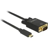 DeLOCK 85262, 2 m, USB Typ-C, VGA (D-Sub), Männlich, Männlich, Gold