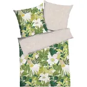 Kaeppel Mako-Satin Bettwäsche Botanik kiwi 135x200 cm + 80x80 cm