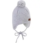 Sterntaler Strickmütze Bommel Silber Melange Gr. 43
