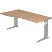 Hjh OFFICE PRO UNDA 18 S - 180 x 100 Nussbaum/Silber höhenverstellbar
