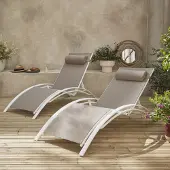 Sweeek - 2er-Set Sonnenliegen aus Aluminium mehrfach verstellbar - Weiß