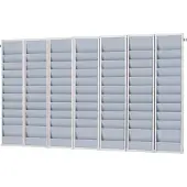 Eichner Planungstafel Flexo, 5er-Set, mit Wandprofil, je 10 Tafelschienen, für bis zu 50 Auftragstaschen, B 1700 x T 100 x H 1280 mm, Kunststoff, grau