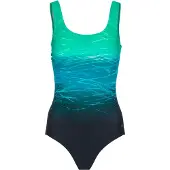 LASCANA Badeanzug , Damen, Gr. 38, Cup D, blau (schwarz, grün), Elasthan, Polyamid, Farbverlauf, Badeanzüge Badeanzug, mit Batikprint und Shaping-Effekt, Topseller