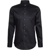 Seidensticker Businesshemd "Schwarze Rose", Herren, Gr. M (40), normale Ärmellängen, schwarz, 100% Baumwolle, unifarben, slim fit, 2-Knopf-Manschette, Hemden Businesshemd, Slim 1/1 Kentkragen Uni