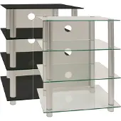 VCM Hifi Möbel | Rack Schrank Phono Regal | Alusäulen Glasböden | Maße H. 70 x B. 59 x T. 49 cm | Phono Mediaregal - Blados