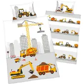 MCU Babybettwäsche "Stadt Baustelle", mit Baufahrzeugen