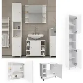 Vicco Badmöbel-Set Fynn Weiß 3 Teile, mit Hochschrank, Model 24289