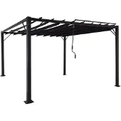 Mendler Pergola MCW-L40, Garten Lamellen-Pavillon Terrassenüberdachung, 8cm-Alu-Gestell Stoff/Textil, 3x3m anthrazit