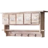 Mendler Garderobe MCW-C49, Wandgarderobe Wandregal, Vintage mit 5 Schubladen 32x65x13cm natur