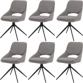 MCW 6er-Set Esszimmerstuhl MCW-N73, Küchenstuhl, drehbar Auto-Return, Stoff/Textil Boucle (540g/m²) grau