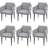 Mendler 6er-Set Esszimmerstuhl MCW-H93, Küchenstuhl Lehnstuhl Stuhl Stoff/Textil hellgrau