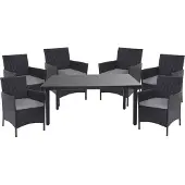 Mendler Poly-Rattan-Garnitur Hamar, Gartenmöbel Balkon-Set Sitzgarnitur anthrazit, Kissen anthrazit