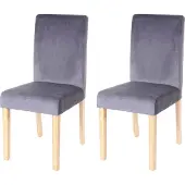 MCW 2er-Set Esszimmerstuhl Stuhl Küchenstuhl Littau, Samt grau, helle Beine