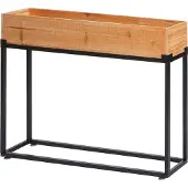Mendler Hochbeet MCW-L32, Pflanzkasten Blumenkasten Gemüsebeet, Holz-Stahl 62x80x16cm Gestell schwarz, naturfarben