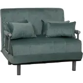 Mendler Schlafsessel MCW-K29, Klappsessel Schlafsofa Gästebett, Liegefläche 190x100cm, Stoff Chenille (370g/m²) blau-grün