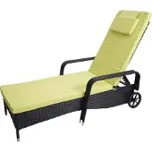 Mendler Poly-Rattan Sonnenliege Cesena, Relaxliege Gartenliege Liege, Alu anthrazit, Kissen hellgrün