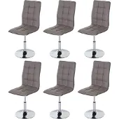 MCW 6er-Set Esszimmerstuhl MCW-C41, Stuhl Küchenstuhl, höhenverstellbar drehbar, Kunstleder MVG- taupe-grau
