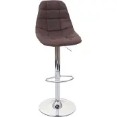 Mendler Barhocker MCW-A67, Barstuhl Tresenhocker vintage dunkelbraun Stoff/Textil, Fuß chrom