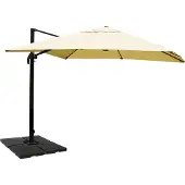 Mendler Gastronomie-Ampelschirm MCW-A96, 3x4m (Ø5m) Polyester Alu/Stahl 26kg creme mit Ständer