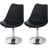 Mendler 2er-Set Drehstuhl Vaasa T501, Stuhl Küchenstuhl, höhenverstellbar, Kunstleder schwarz
