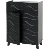 Mendler Kommode MCW-N86, Schrank Sideboard Anrichte, 3D-Wellen-Design Push-to-open Türen 107x76x36cm schwarz