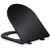 Relaxdays Toilettendeckel mit Absenkautomatik & Quick Release, 36 x 45 cm, Duroplast, Montage von oben, D-Form, schwarz