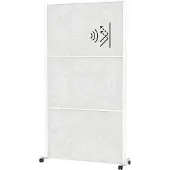MAUL Stellwandsystem MAULconnecto UpLight, 3x Akustikvlies hell, LED-Beleuchtung, Klettverbindung, auf Rollen, H 1800 x B 1000 mm, weiß