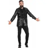 Coppens Satin Rüschenhemd schwarz