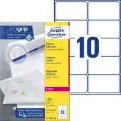Avery Adressetiketten L7173-100, mit ultragrip, geeignet für Laserdrucker, 99,1 x 57 mm, 1000 Stück/100 A4-Bogen, 100 % FSC-Papier, weiß