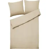 Beliani Bettwäsche Set Beige Streifen Baumwolle 3-teilig Komfortgröße für Einzelbett 155x220 cm 2 Kopfkissenbezüge und Deckenbezug Knopfverschluss