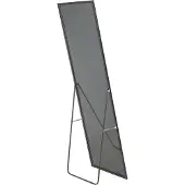 Beliani Stehspiegel Schwarz Aluminium 50 x 156 cm mit Ständer Modernes Design Ganzkörperspiegel Deko Accessoires Wohnzimmer Schlafzimmer Flur Garderobe