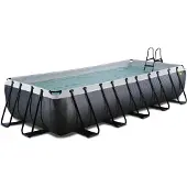 Exit Black Leather Rahmenpool 540x250x100cm, Aufstellpool, mit Sandfilteranlage, Rechteckig, Schwarz