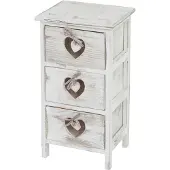 Mendler Kommode Sues, Schubladenkommode Schrank, 3 Schubladen mit Herzen 55x29x25cm, Shabby-Look, Vintage