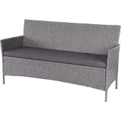 Mendler 3-Sitzer Poly-Rattan Gartenbank Hamar, Sitzbank grau, Kissen anthrazit