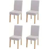 MCW 4er-Set Esszimmerstuhl Stuhl Küchenstuhl Littau Textil, creme-beige, helle Beine