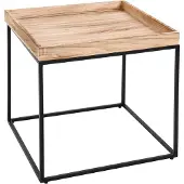 MCW Beistelltisch MCW-K71, Kaffeetisch Couchtisch Tisch, Paulownia-Holz Metall 60x60x60cm naturfarben