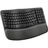 Logitech ERGO Wave Keys, Volle Größe (100%), Kabellos, RF Wireless + Bluetooth, Membran Key Switch, QWERTY, Graphit