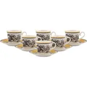 Villeroy & Boch Audun Ferme Espressotasse mit Untertasse 80 ml 6er Set