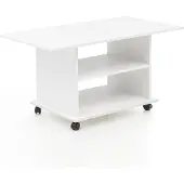 FineBuy Design Couchtisch Weiß 95 x 51 x 54,5 cm Drehbar mit Rollen Wohnzimmertisch Coffee Table Sofatisch Loungetisch Holz Kaffeetisch mit Stauraum
