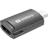 Sandberg USB-C to HDMI Dongle, 3840 x 2160 Pixel, Schwarz, Aluminium, 80 mm, 16 mm, 120 mm