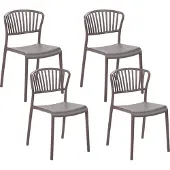 Beliani Esszimmerstühle 4er Set in Taupe aus Kunststoff für Innen- und Außenbereich Geeignet Moderner Stil Plastik Gartenstühle für Garten Esszimmer