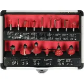 YATO Satz von Holzfräsern - - 15 Teile - Hartmetall - Schaft Ø 6 mm - Packung
