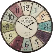 Beliani Bunte Wanduhr ø 59 cm Eisenhaltig Rund im Retro Look